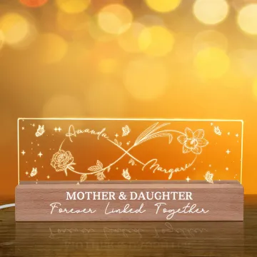 Discover Personalised Line Birth Flower Infinity Design LED Night Light with Names and Text Mother's Day Home Decor Birthday Gift for Mom Grandma