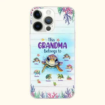 Discover Personalised Cute Ocean Turtles Family This Grandma belongs to TPU Slim Phone Case with Kid Names Mother's Day Birthday Gift for Mom Grandma