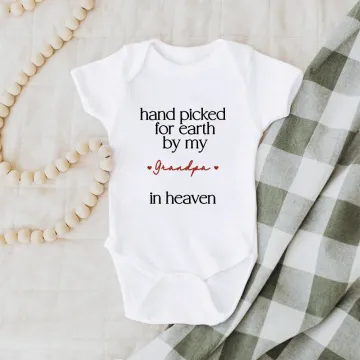 Discover Personalised Pure Cotton Hand Picked For Earth Baby Bodysuit Kid T-shirt with Text New Baby Birth Announcement Gift for Newborn Boys Girls
