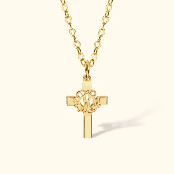 Discover Personalised Monogram Cross Necklace Baptism Christians Religious Jewellery Gift for Women