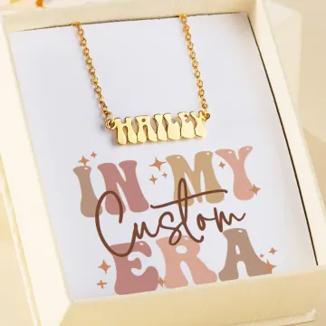 Discover Personalised In My Era Groovy Bubble Font Double Name Necklace with Heart Birthday Anniversary Gift for Couple Besties