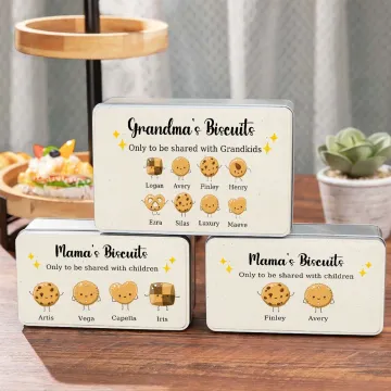 Discover Personalised Cute 1-12 Cartoon Biscuits Biscuit Tin Storage Box with Names Mother's Day Festival Party Favors Gift for Mom Grandma