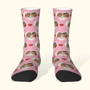 Discover Personalised Multicolour Heart Photo Socks Birthday Mother's Day Gift for Mother Grandmother