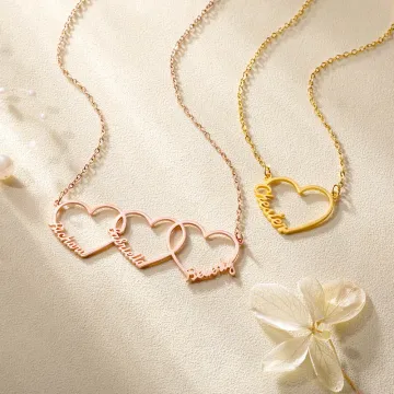 Discover Personalised 1-8 Names Heart Pendant Necklace Dainty Family Jewellery Birthday Anniversary Mother's Day Gift for Women