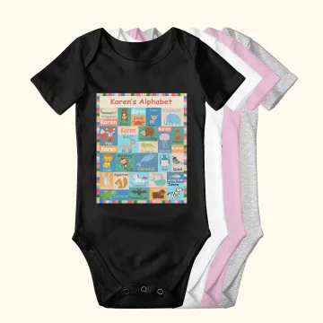 Discover Personalised Animal Alphabet Short Sleeve Baby Onesie With Name