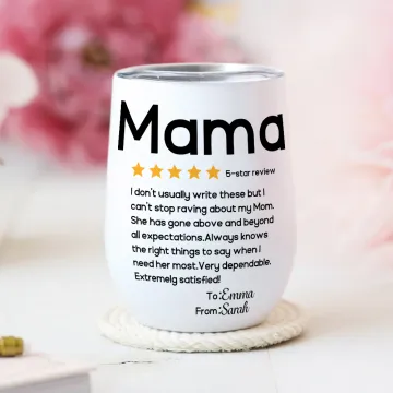 Discover Personalised 5-star Review 12oz Name Wine Tumbler with Lid Mother's Day Birthday Gift for Mom