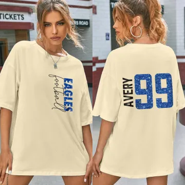 Discover Personalised Multicolour Faux Glitter Football T-shirt Sweatshirt Hoodie with Name and Number Game Day Birthday Gift for Family