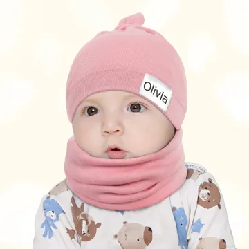 Discover Personalised Name  Soft Baby Scarf Hat Set Accessory Winter Essential Birthday Gift for Newborns