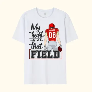 Discover Personalised That's My Boy My Heart Is On That Field Football Theme T-shirt Sweatshirt with Number Name Birthday Team Game Day Gift for Football Mom