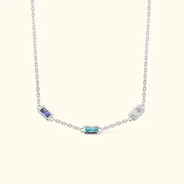 Discover Personalised 1-6 Square Birthstone Family Necklace for Mom Grandma Mother's Day Birthday Anniversary Jewellery