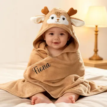 Discover Personalised Cute Moose Animal Hooded Embroidered Soft Throw Blanket with with Name Daily Use Birthday Baby Shower Gift for New Moms Babies