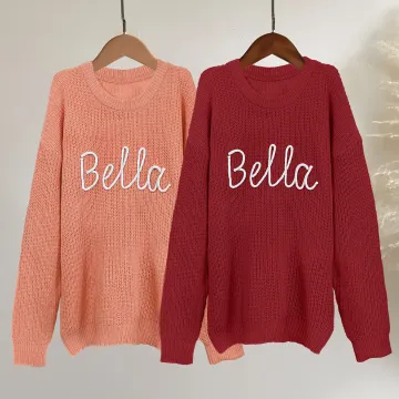 Discover Personalised Soft Knitted Sweater with Name Christmas New Year Gift for Family Friends
