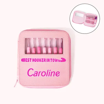 Discover Personalised Pink Ergonomic Name Crochet Hooks 8 Pcs Set with Storage Case for Arthritic Hands Birthday Gift for Crochet Lovers