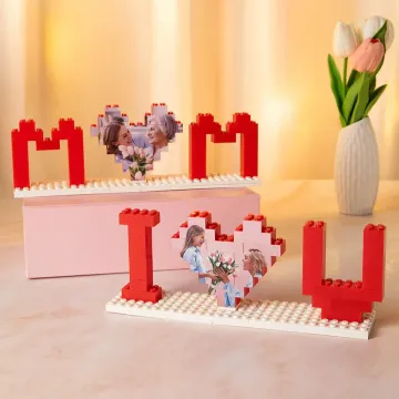 Discover Personalised Mom I Love You Heart-shaped Photo Building Brick Puzzles Home Decor Mother's Day Birthday Gift for Mom Grandma