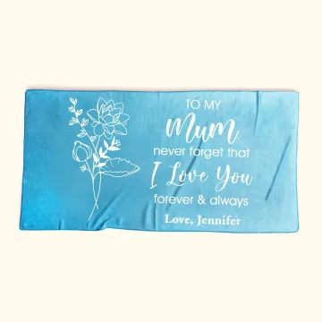 Discover Personalised I Love You Forever Beach Towel with Birth Flower and Name Summer Accessory Mother’s Day Gift for Mom