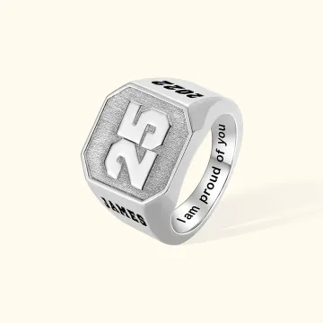 Discover Personalised Engraved Signet Ring with Team Number Basketball Football Sport Jewellery Birthday Gift for Sports Enthusiasts