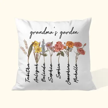 Discover Personalised Birth Month Flower Pillow Cover with Name Garden Theme Home Decoration Mother's Day Family Gift for Mom Grandma