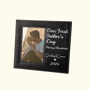 Discover Personalised Our First Father's Day  Photo Frame with Folding Stand and Hanger Baby Picture Frame for New Daddy Birthday Father's Day Christmas Gift