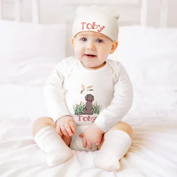 Discover Personalised Embroidered Mallard Dog 100% Cotton Baby Bodysuit with Name Baby Shower Birthday Gift for Babies Newborns