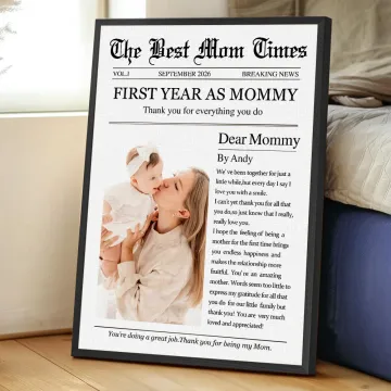 Discover Personalised The Best Dad Mom Times Poster Canvas Painting Wall Art with Text and Photo Home Decor Housewarming Gift for New Parents