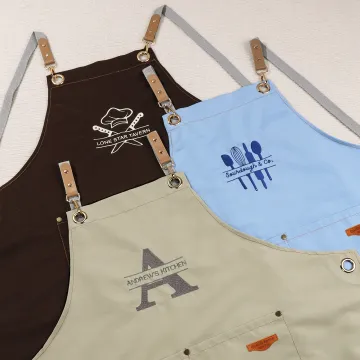 Discover Personalised Embroidered Baking Themed Pattern Multicolour Adjustable Canvas Chef Apron with Pockets and Text Gift for Cooking Baking Lovers