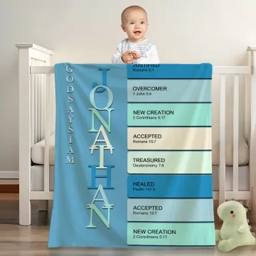 Discover Personalised God Says I Am Name Meaning on Bible Verse Soft Baby Security Blanket with Dotted Backing Religion Gift for Newborns