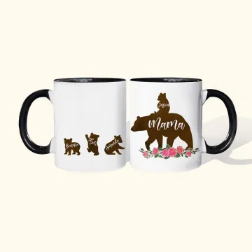 Discover Personalised Mama Bear and Cubs Names Mug for Mother's Day Gift