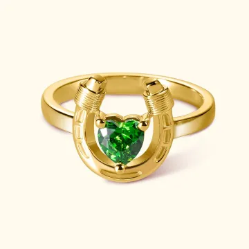 Discover Personalised Lucky and Love Horseshoe Ring with Heart Birthstone Birthday Mother's Day Gift for Her