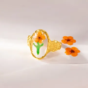 Discover Personalised Dainty Dry Flower Adjustable Ring Birthday Mother's Day Anniversary Gift for Women