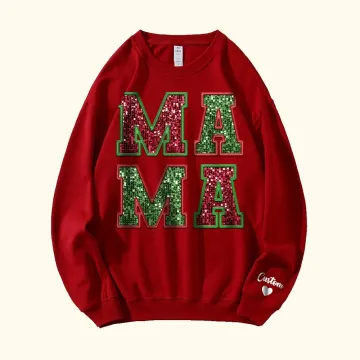 Discover Personalised Mama Sweatshirt Hoodie T-shirt with Kids Names Christmas Mother's Day Birthday Gift for Woman