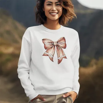 Discover Personalised Baseball Basketball Soccer Bow Crewneck T-shirt Sweatshirt with Name and Number Birthday Cheer Accessories Gift for Mom Sport Lover