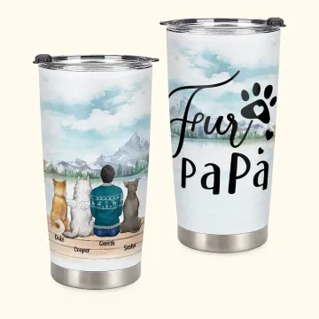 Discover Personalised Fur Mama/Papa 20 oz Stainless Steel Tumbler with Name Perfect Birthday Christmas Gift for Dog Lovers
