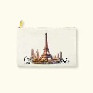 Discover Personalised Watercolour Landmark Makeup Bag with Name Birthday Christmas Gift for Women