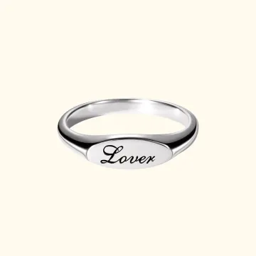 Discover Personalised Oval Signet Ring with Engraved Name Birthday Mother’s Day Anniversary Gift for Her
