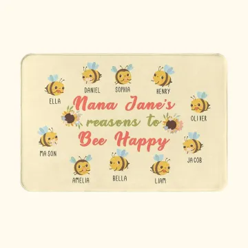 Discover Personalised Nana's Reasons to Bee Happy Doormat with 2-15 Names Mother's Day Birthday Gift for Grandma Family
