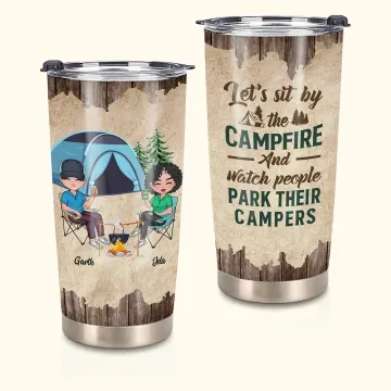 Discover Personalised Couple Sit by the Campfire and Drink 20oz Tumbler Birthday Birthday Present Anniversary Gift for Couple