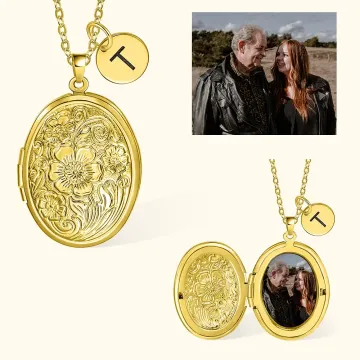 Discover Personalised Flower Locket Necklace with Initial Photo Keepsake Gift for Her