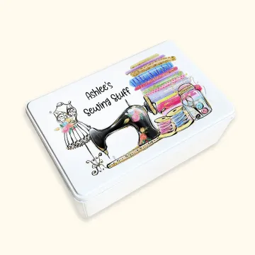 Discover Personalised Metal Sewing Storage Tin with Painted Sewing Machine Gifts for Tailor