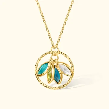 Discover Personalised  2-5 Birthstones Family Necklace for Mom Grandma Sister Mother's Day Thanksgiving Day Birthstone Jewellery