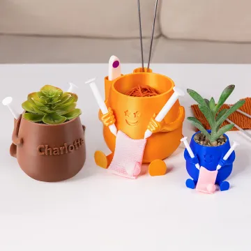 Discover Personalised 3D Printed Smiling Face Knitted Plant Pot Yarn Bowl with Text Knitting Tool Storage Desktop Decor Birthday Gift for Knitting Lovers