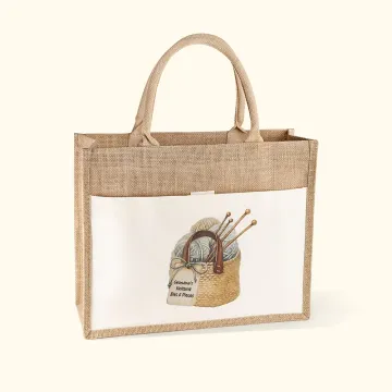 Discover Personalised Large Capacity Knitting Jute Storage Bag for Mom Grandma Knitting Lovers Yarn Knitting  Crochet Supplies