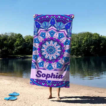 Discover Personalised Mandala Bohemian Style Quick Dry Beach Towel with Name Travel Essentials Beach Party Birthday Gift for Women Men