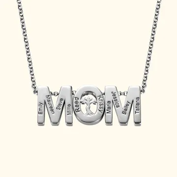 Discover Personalised Mom Necklace Engraved 1- 10 Kids Names with Tree