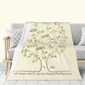 Discover Personalised Family Tree Soft Blanket with 2-20 Names Birthday Mother's Day Gift for Family