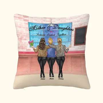 Discover Personalised Mother and Daughter Forever linked Together Throw Pillow Cover Gift For Women Home Decoration