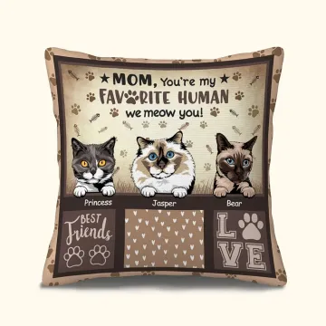 Discover Personalised Cat Paw Doodle Best Friend Throw Pillow Cover Birthdays Bedroom Decor Father's Day Mother's Day