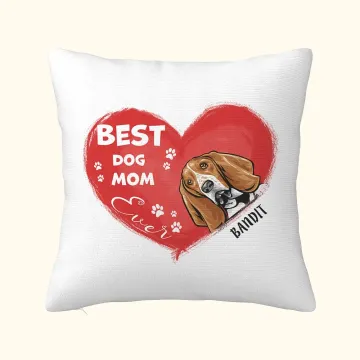 Discover Personalised Best Dog Mom Pet Heart Shape Design Throw Pillow Cover Birthday Gift for Pet Lover Owner Sofa Decor
