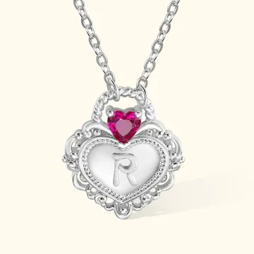Discover Personalised Princess Birthstone Initial Padlock Necklace Heart Padlock Necklace