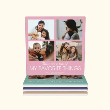 Discover Personalised  4 Photos Collage Ceramic Coasters with Text Set of 2 Housewarming Mother's Day Gift for Mother Family