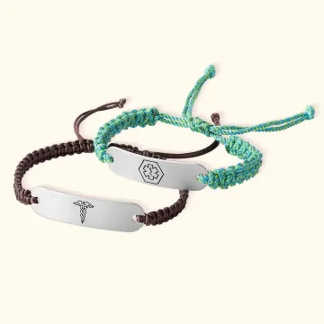 Discover Personalised Caduceus Rod of Asclepius Handmade Medical Alert ID Adjustable Rope Bracelet with Engraved Text Protecting Privacy Gift for Women Men
